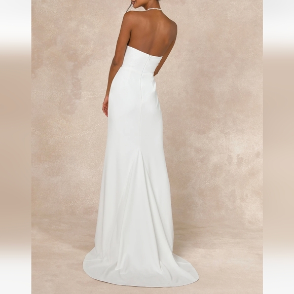 NWT Lulus Momentous Romance White Strapless Bow Mermaid Maxi Dress - Picture 4 of 8